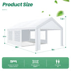 10x20ft Party Tent Heavy Duty Wedding Canopy for Events, 4 Removable Sidewalls, Built-in Sandbag, UV50+, Waterproof, White