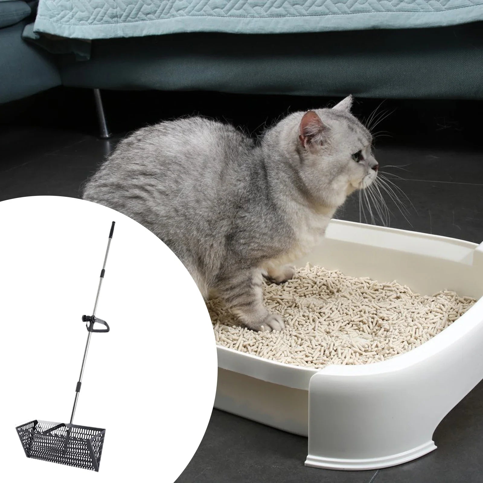 Sand Rake Premium Sifting Easy Cleanup Large Telescopic Handle Beach Sifter,Sifting Cat Litter Scooper Comfortable Handle
