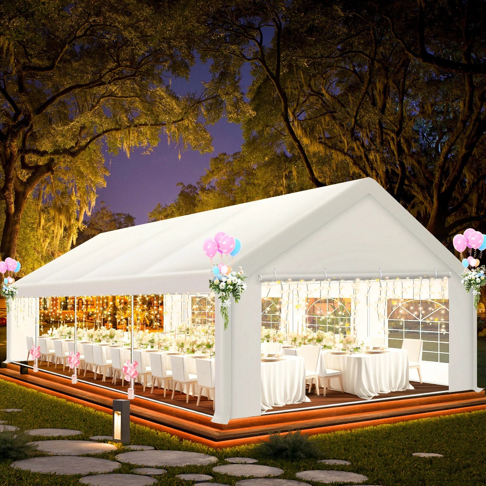 20x30ft Party Tent Gazebo Heavy Duty Canopy Banquet Shed Pavilion With 6 Sidewall Commercial Wedding Gazebo UV 50+ Waterproof