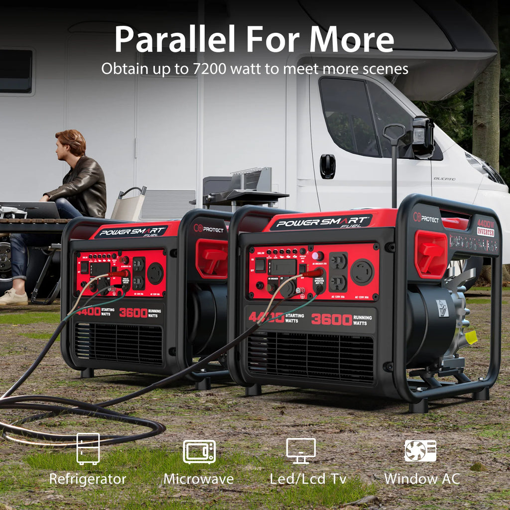 4400W Open Frame Inverter Generator, CO Safety, EPA Certified, Long Runtime, Quiet 58dBA, Portable Home Backup Power