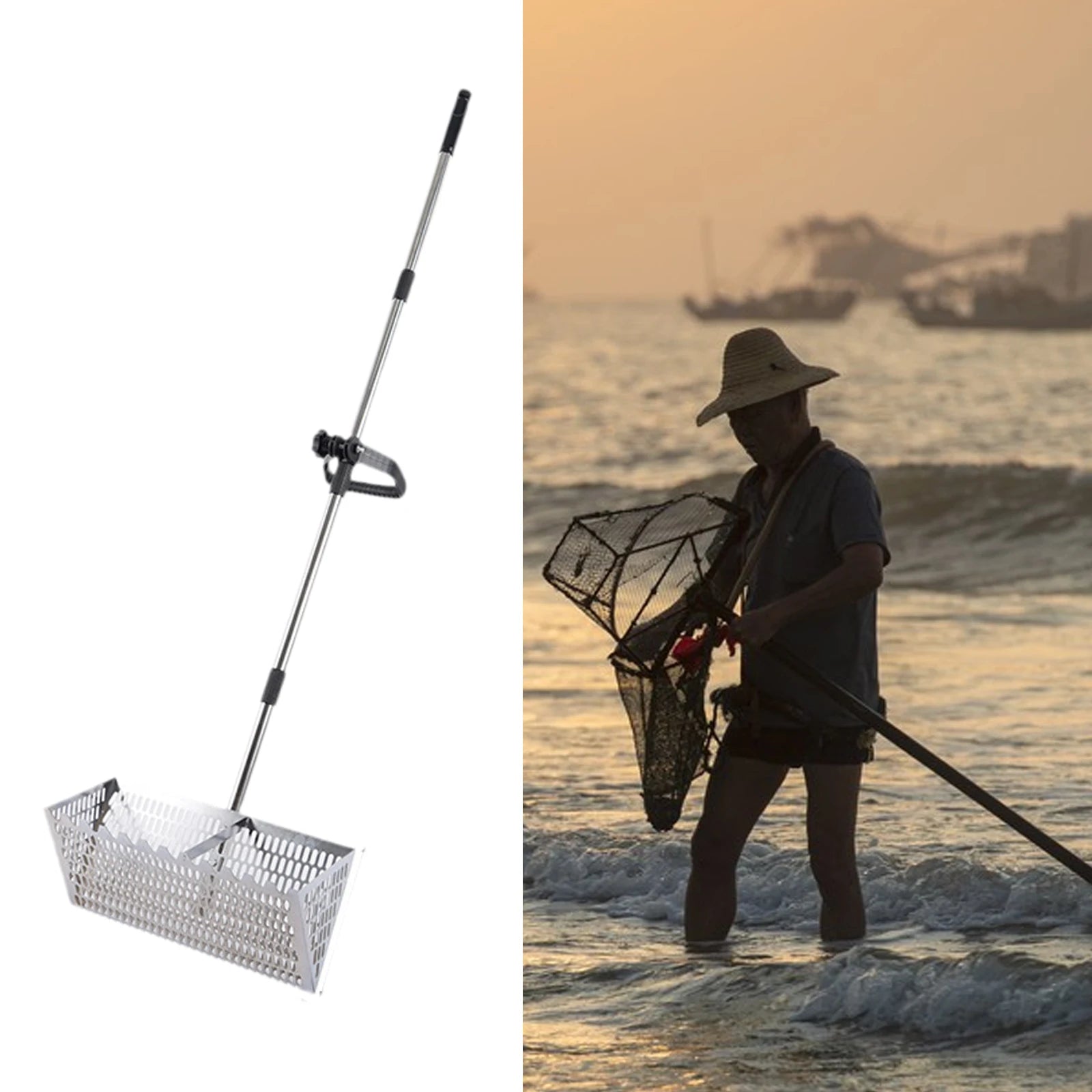 Sand Rake Premium Sifting Easy Cleanup Large Telescopic Handle Beach Sifter,Sifting Cat Litter Scooper Comfortable Handle