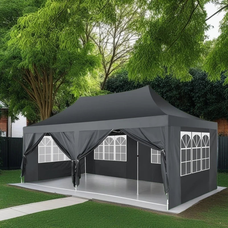 10x20ft Pop Up Canopy Gazebo With 6 Sidewall Wedding Party Outdoor Gazebos UV50+ Waterproof Tent For Parties 3 Adjustable Height