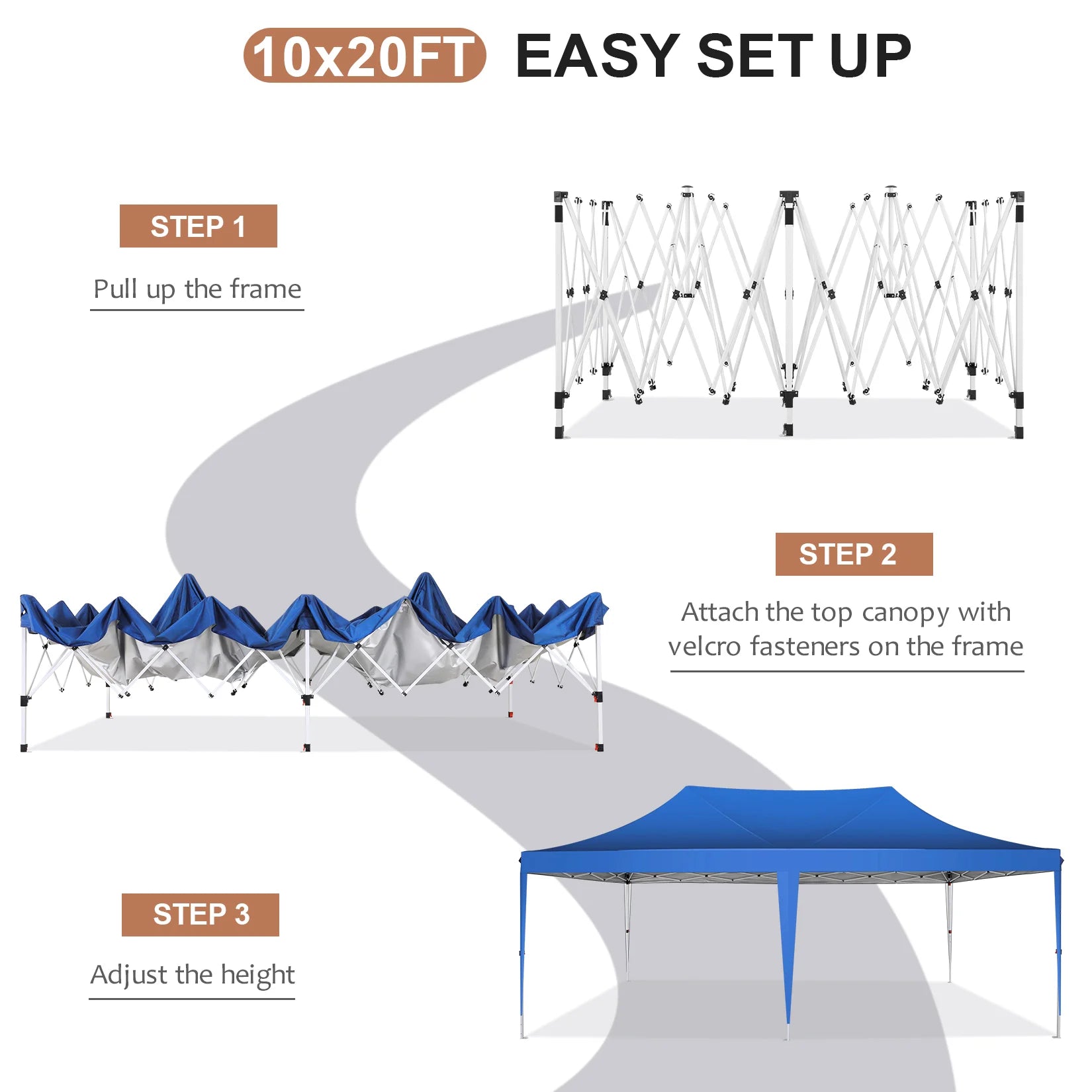 10x20ft Pop Up Canopy Gazebo With 6 Sidewall Wedding Party Outdoor Gazebos UV50+ Waterproof Tent For Parties 3 Adjustable Height