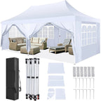 10x20ft Pop Up Canopy Gazebo With 6 Sidewall Wedding Party Outdoor Gazebos UV50+ Waterproof Tent For Parties 3 Adjustable Height