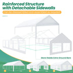 20x30ft Party Tent Gazebo Heavy Duty Canopy Banquet Shed Pavilion With 6 Sidewall Commercial Wedding Gazebo UV 50+ Waterproof