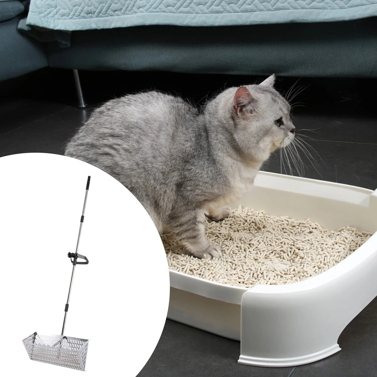 Sand Rake Premium Sifting Easy Cleanup Large Telescopic Handle Beach Sifter,Sifting Cat Litter Scooper Comfortable Handle