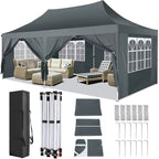 10x20ft Pop Up Canopy Gazebo With 6 Sidewall Wedding Party Outdoor Gazebos UV50+ Waterproof Tent For Parties 3 Adjustable Height