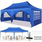 10x20ft Pop Up Canopy Gazebo With 6 Sidewall Wedding Party Outdoor Gazebos UV50+ Waterproof Tent For Parties 3 Adjustable Height