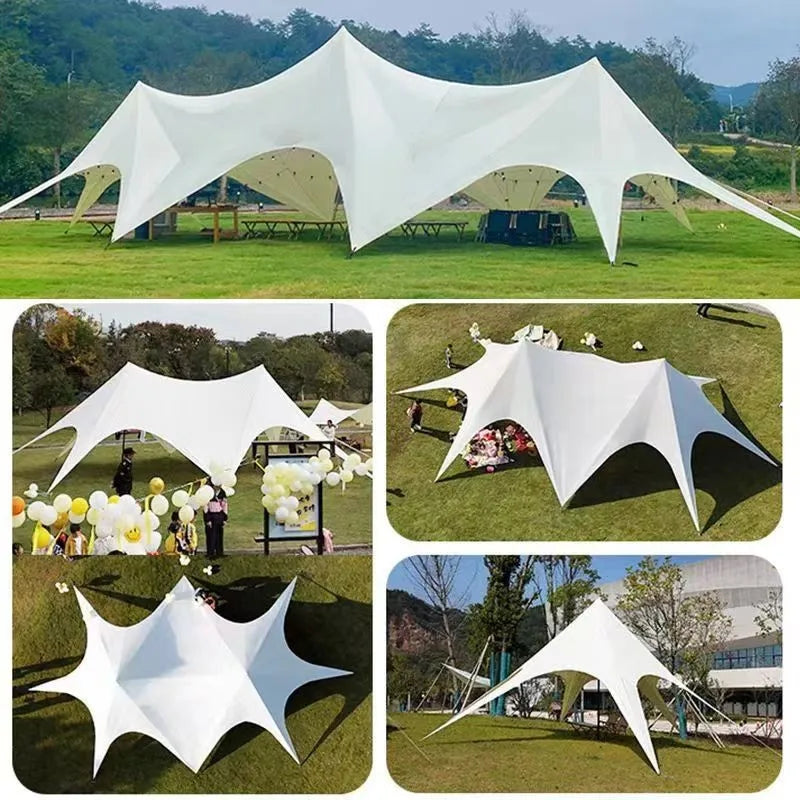 Single Double Pole Star Canopy Tents Octopus Canopy Thicken 900D Oxford Cloth Shape Stretch Canopy Outdoor Peaks Starshade Tents