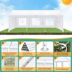 10x20ft Party Tent Heavy Duty Wedding Canopy for Events, 4 Removable Sidewalls, Built-in Sandbag, UV50+, Waterproof, White