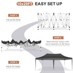 10x20ft Pop Up Canopy Gazebo With 6 Sidewall Wedding Party Outdoor Gazebos UV50+ Waterproof Tent For Parties 3 Adjustable Height