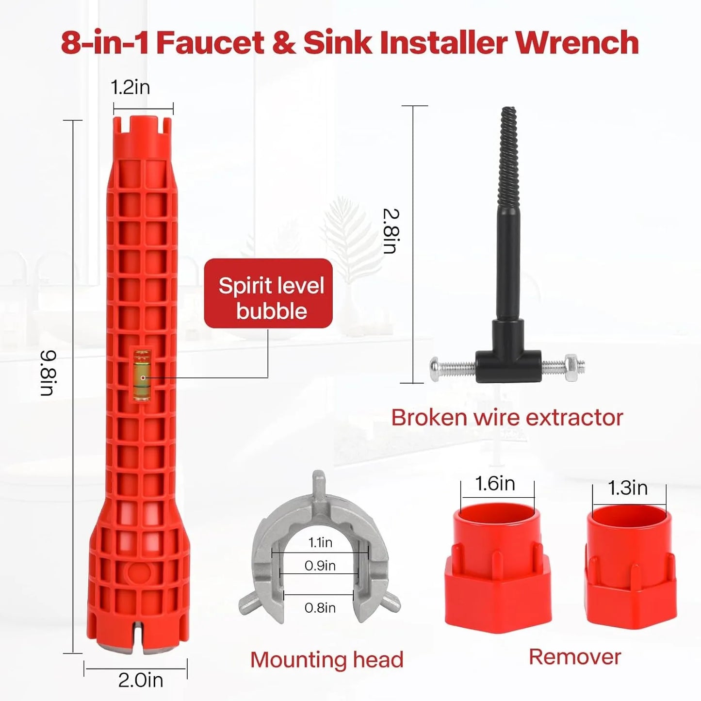 8-in-1 Plumbing Wrench - Faucet & Sink Installer Tool