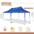 10x20ft Pop Up Canopy Gazebo With 6 Sidewall Wedding Party Outdoor Gazebos UV50+ Waterproof Tent For Parties 3 Adjustable Height