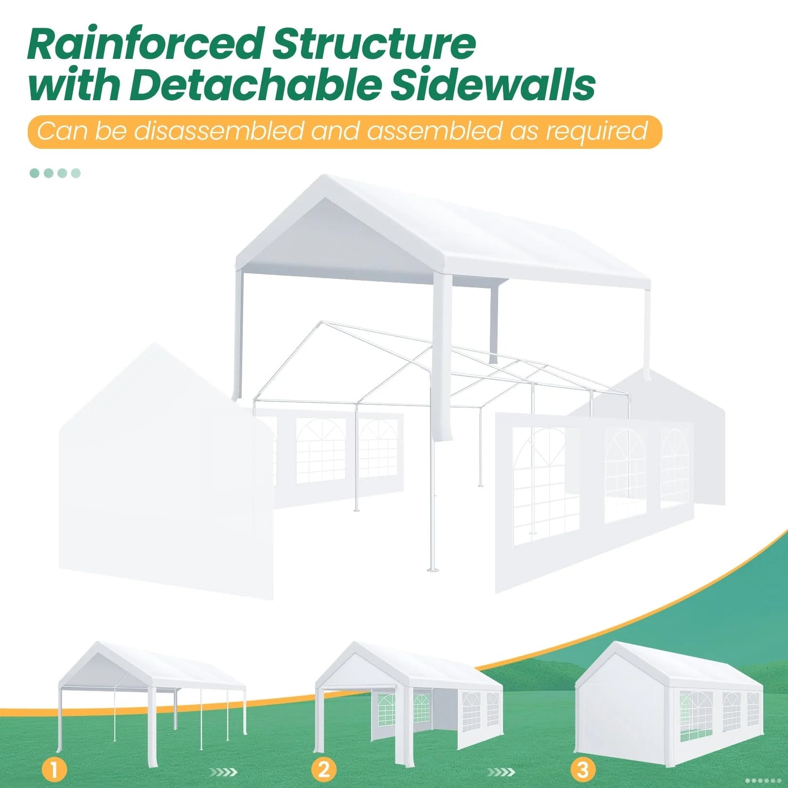 10x20ft Party Tent Heavy Duty Wedding Canopy for Events, 4 Removable Sidewalls, Built-in Sandbag, UV50+, Waterproof, White