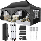10x20ft Pop Up Canopy Gazebo With 6 Sidewall Wedding Party Outdoor Gazebos UV50+ Waterproof Tent For Parties 3 Adjustable Height