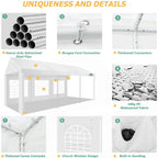 10x20ft Party Tent Heavy Duty Wedding Canopy for Events, 4 Removable Sidewalls, Built-in Sandbag, UV50+, Waterproof, White