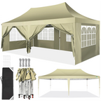 10x20ft Pop Up Canopy Gazebo With 6 Sidewall Wedding Party Outdoor Gazebos UV50+ Waterproof Tent For Parties 3 Adjustable Height
