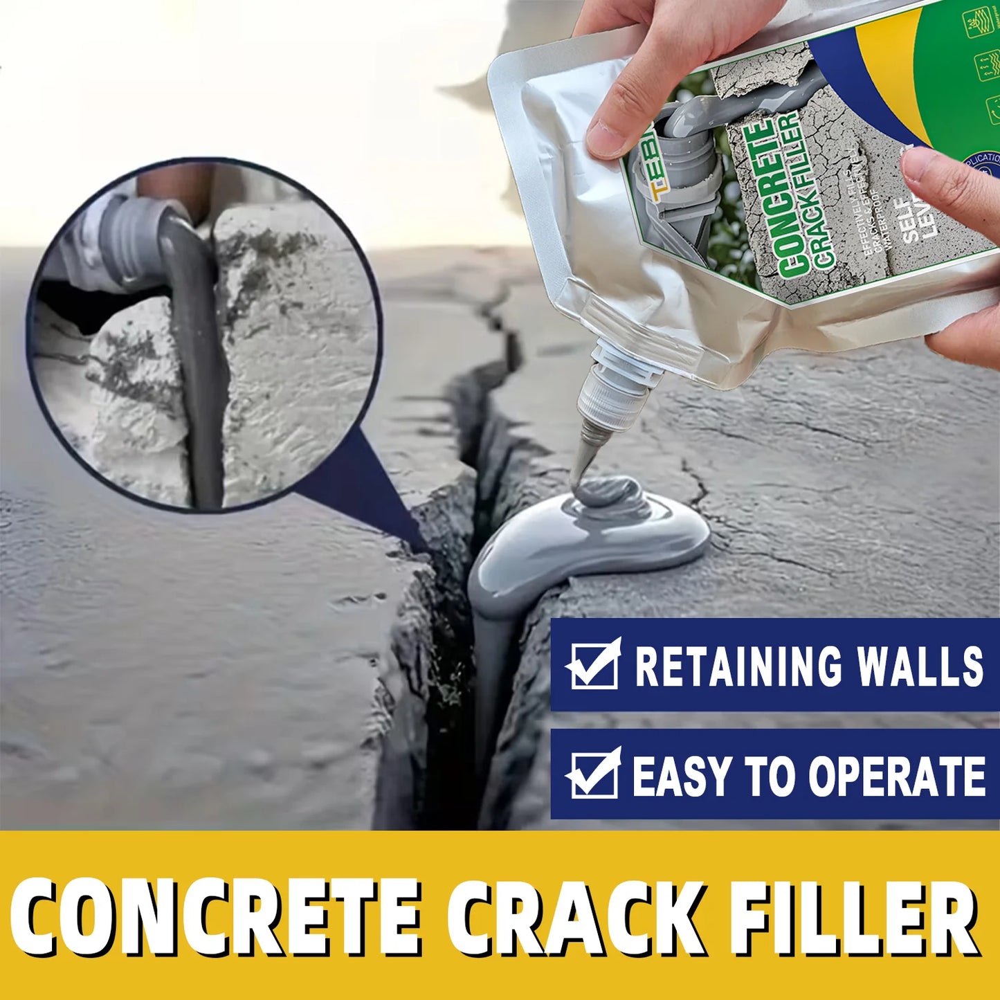 Concrete Crack Filler Self-Leveling - Driveway Repair