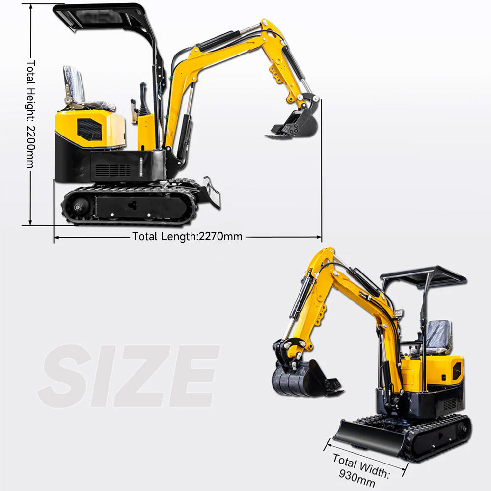 13.5 HP,1 tons Mini Compact Excavator, Gasoline,  With Thumb Clip