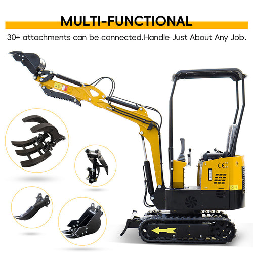 1 Ton Mini Excavator with 13.5 HP Gasoline Engine and Thumb Clip