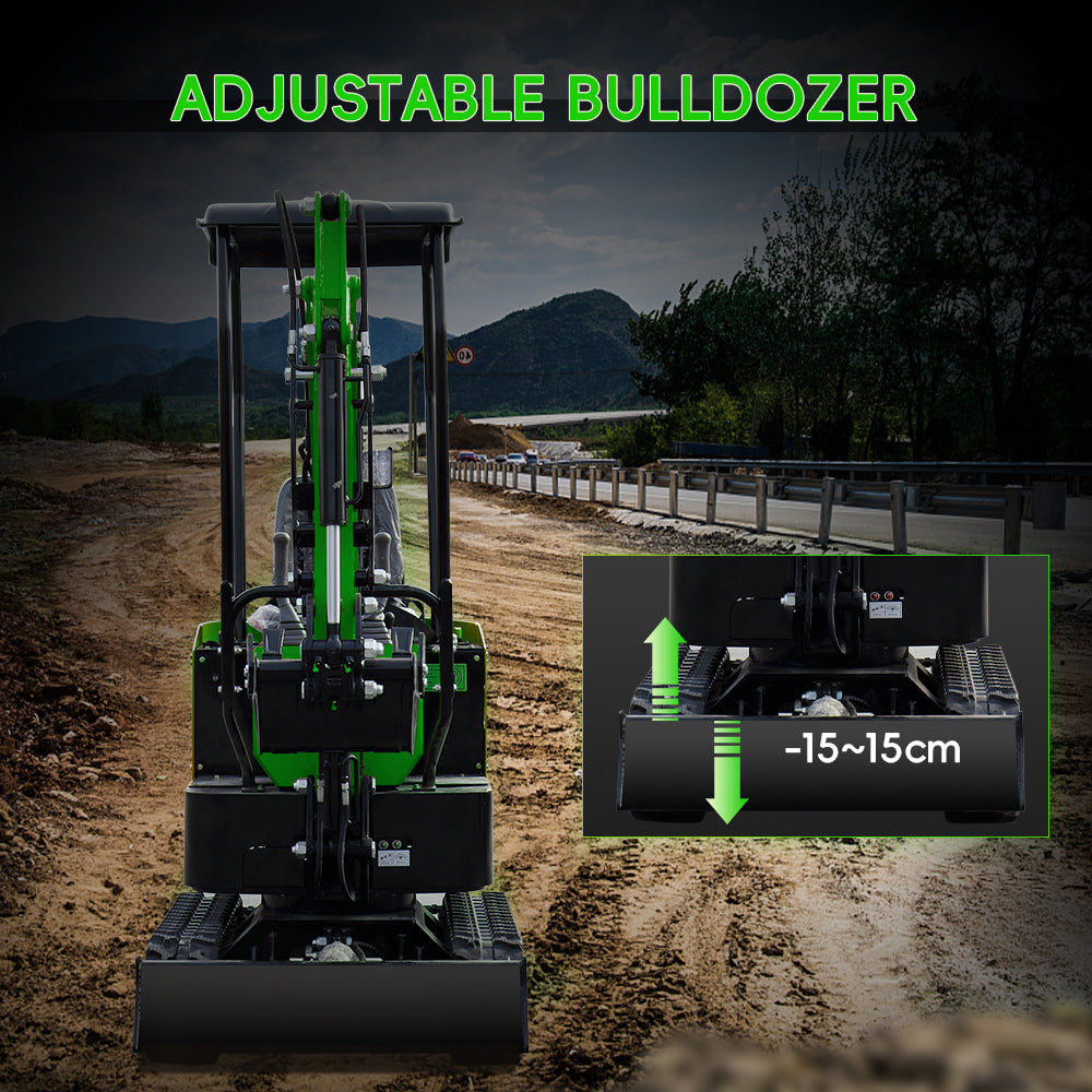 13.5 HP,1-ton Green Mini Excavator, Gasoline, With Thumb Clip For Sale