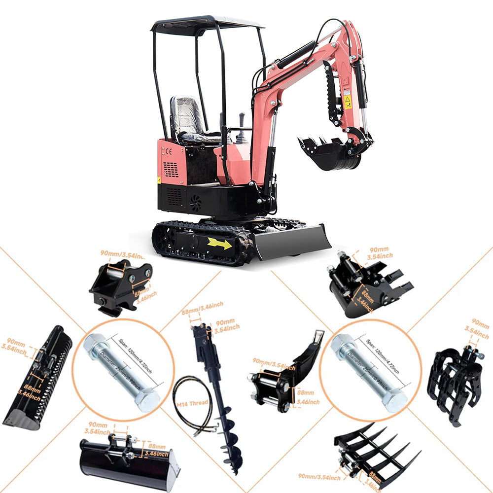 13.5 HP,1-ton Green Mini Excavator, Gasoline, With Thumb Clip For Sale