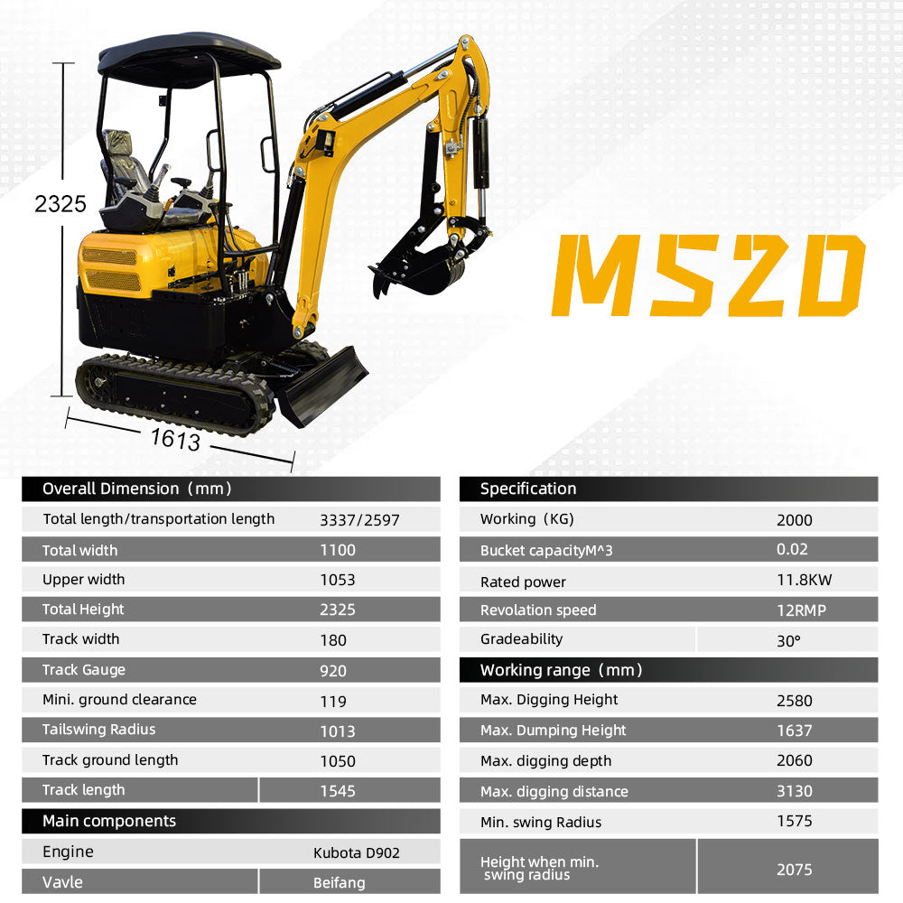 Tons Mini Excavator, Kubota Diesel Engine,Hydraulic Pilot Excavator With Thumb Clip For Sale