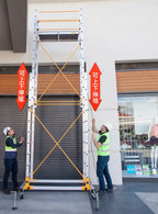 4.4m 230KG Light Industrial Telescopic Scaffold Work Platform Double Part Aluminum Alloy Tower Foldable Scaffolding 3.3m 8.2m