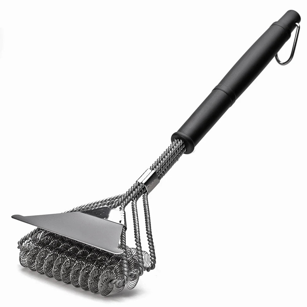 Safe Grill Brush - Bristle Free BBQ Grill Brush - Rust Resistant Stainless Steel Barbecue Cleaner - Great Grilling Accessories