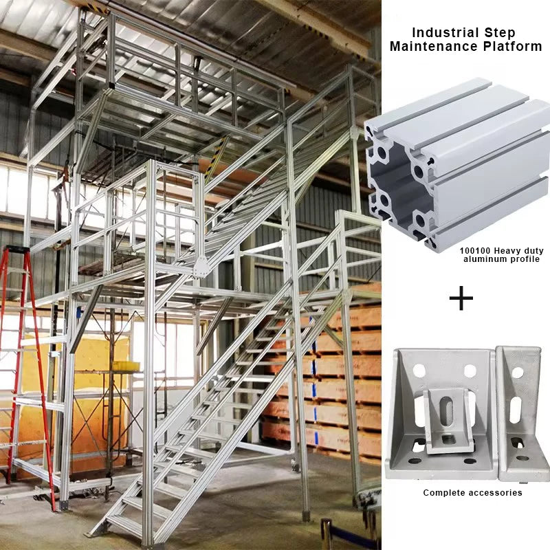 Factory OEM Industrial Warehouse Aluminium Walkway Stairs Aluminum Ladder Platform Repairing System Platform Stairs with Wheels