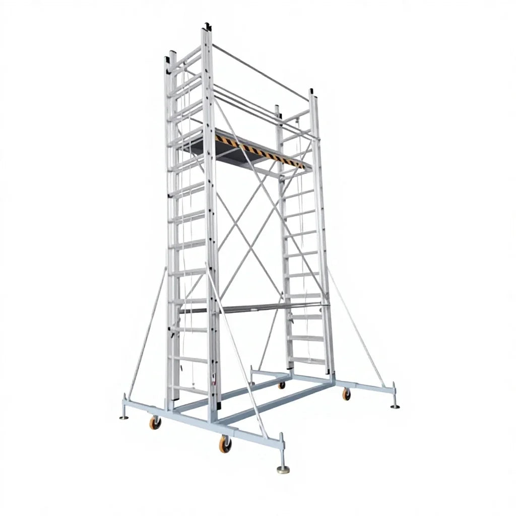 4.4m 230KG Light Industrial Telescopic Scaffold Work Platform Double Part Aluminum Alloy Tower Foldable Scaffolding 3.3m 8.2m