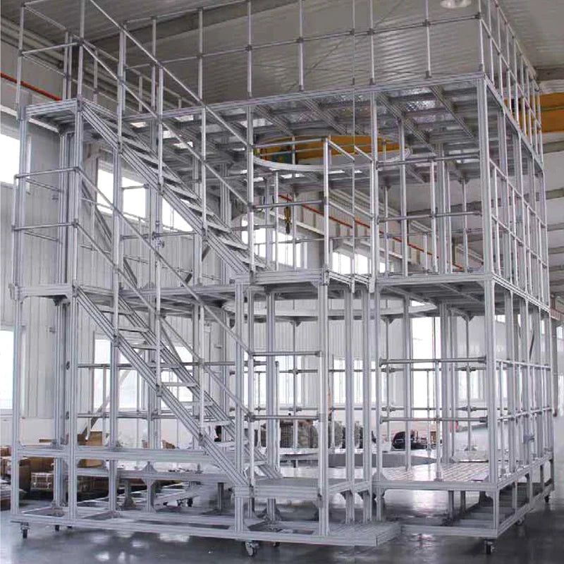 Factory OEM Industrial Warehouse Aluminium Walkway Stairs Aluminum Ladder Platform Repairing System Platform Stairs with Wheels