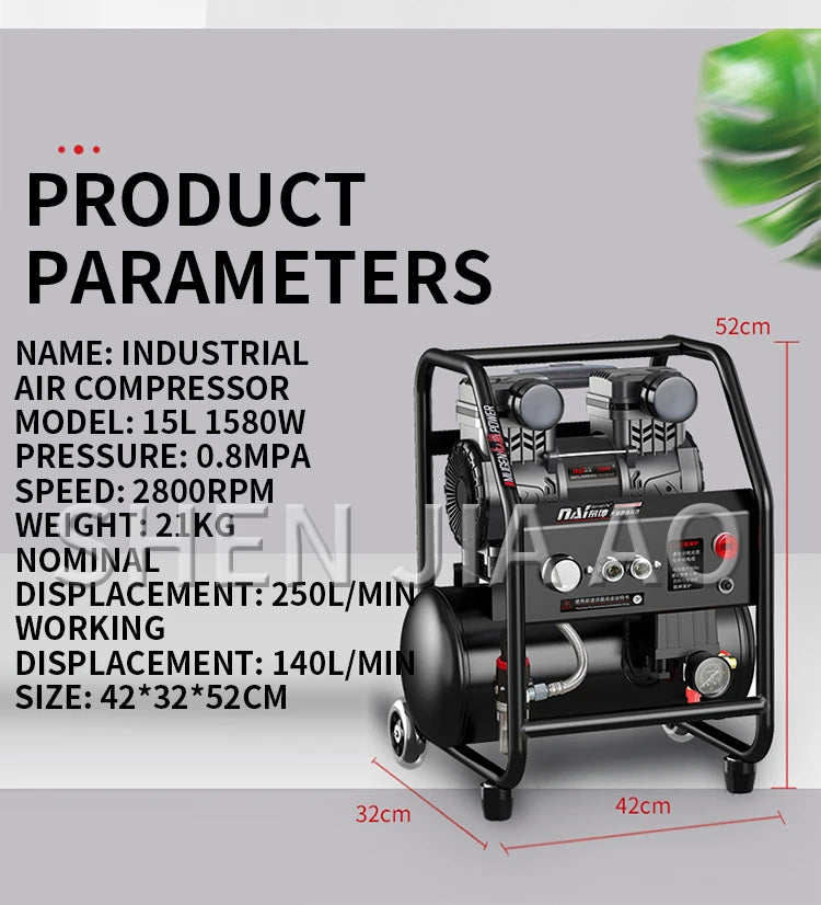 Silent Oil-Free Air Compressor for Painting & Woodwork