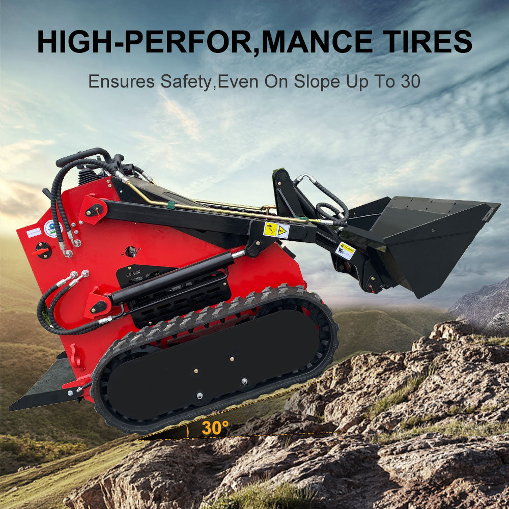 23 HP, 800 kg Stand-On Mini Skid Steer Loader for Sale