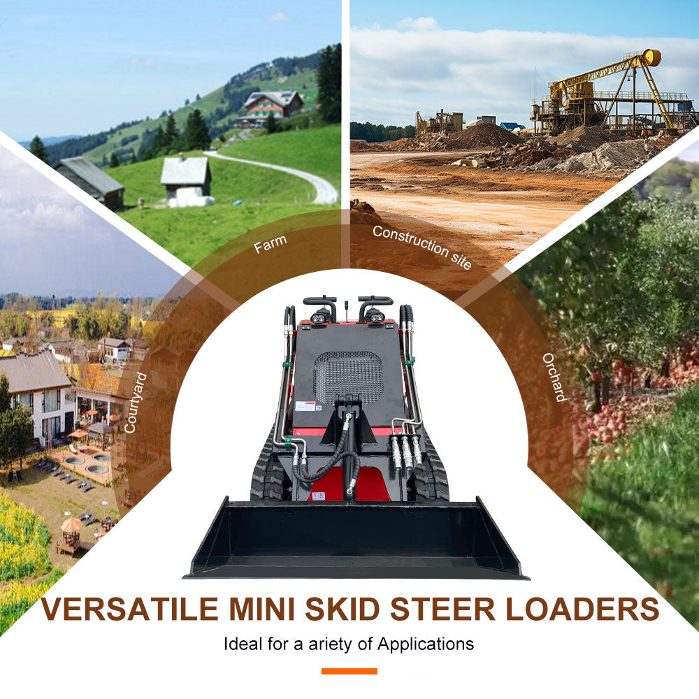 23 HP, 800 kg Stand-On Mini Skid Steer Loader for Sale