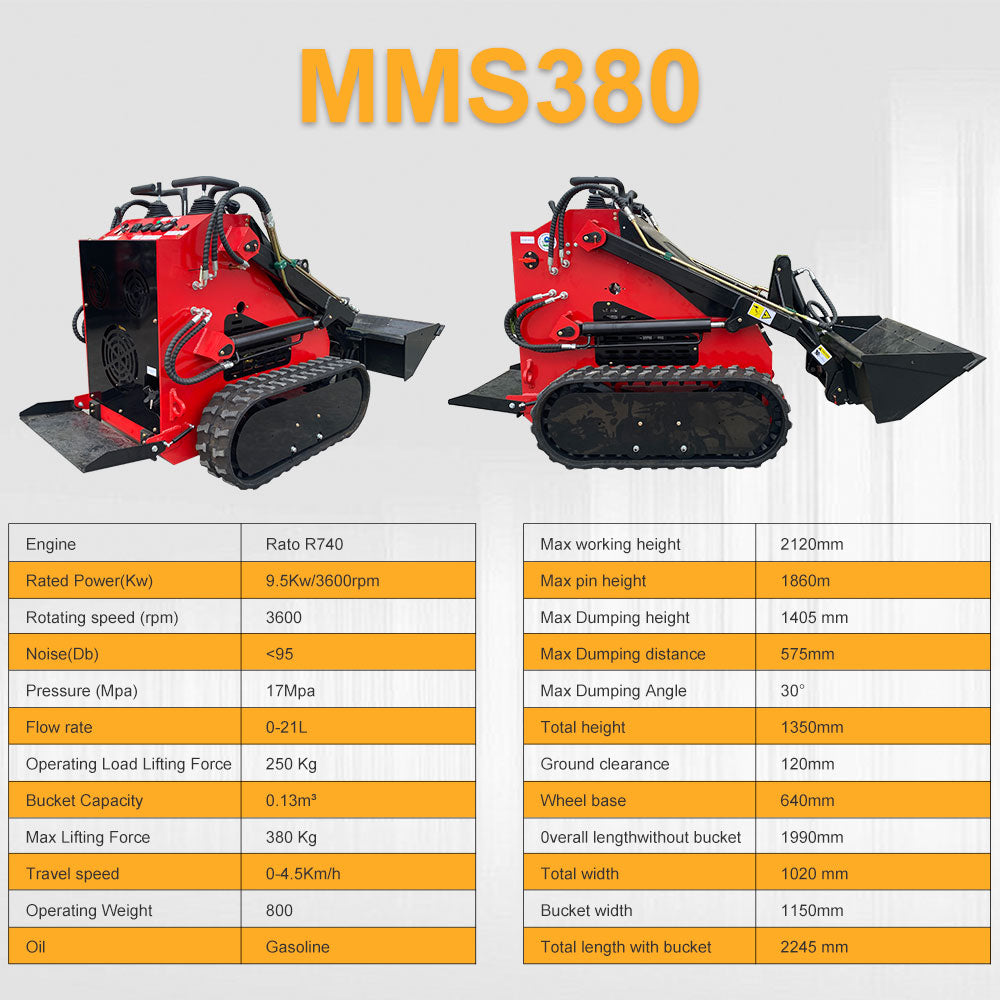 23 HP, 800 kg Stand-On Mini Skid Steer Loader for Sale