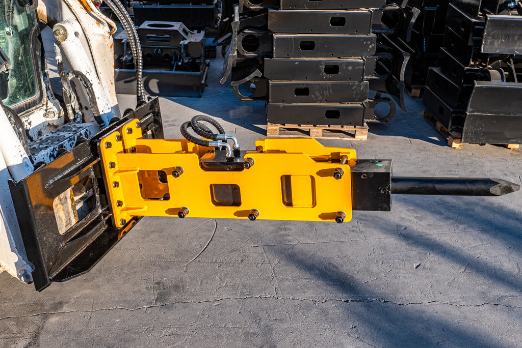 Hydraulic Breaker Attachment + Pile Driver Attachment for Skid Steer Loader