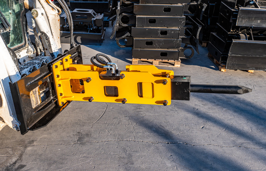 Hydraulic Breaker Attachment + Pile Driver Attachment for Skid Steer Loader