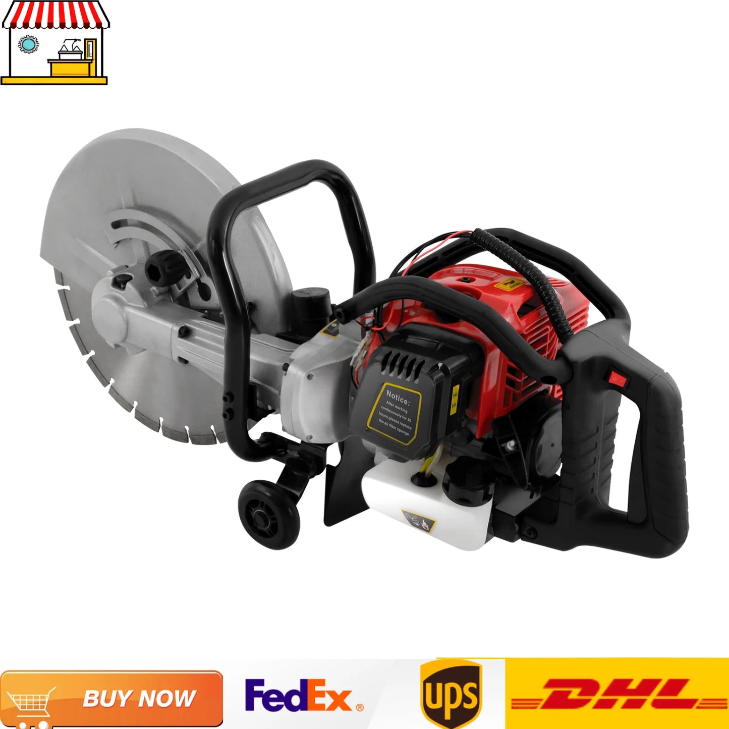 Concrete Cutter Saw 1400W - Gas Wet Saw 13" Blade