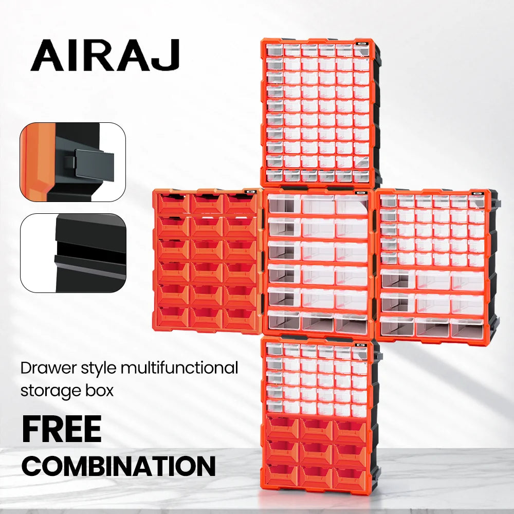 Stackable Parts Storage Box 18-60 Drawers, Clear