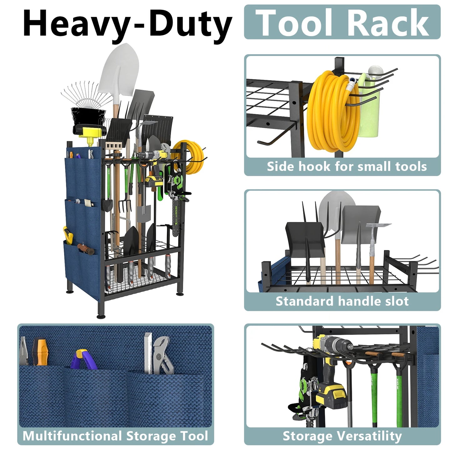 Garden Tool Tower Rack - Heavy Duty Steel Stand