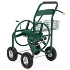 Heavy-Duty Movable Steel Gaeden Tool Cart Garden Hose Reel Cart With Basket Amd 4 Wheels For Garden Watering
