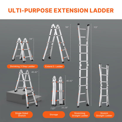 Compact A-Frame Aluminum Extension Ladder - RV