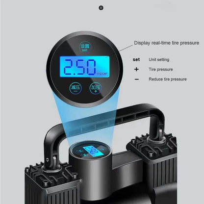 12V 150 PSI Dual Cylinder Tire Inflator Air Compressor
