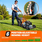 Self Propelled Lawn Mower Gas Powered 163cc 4-Cycle Engine Rear Wheel Drive Variable Speed 6 Height Adjustments