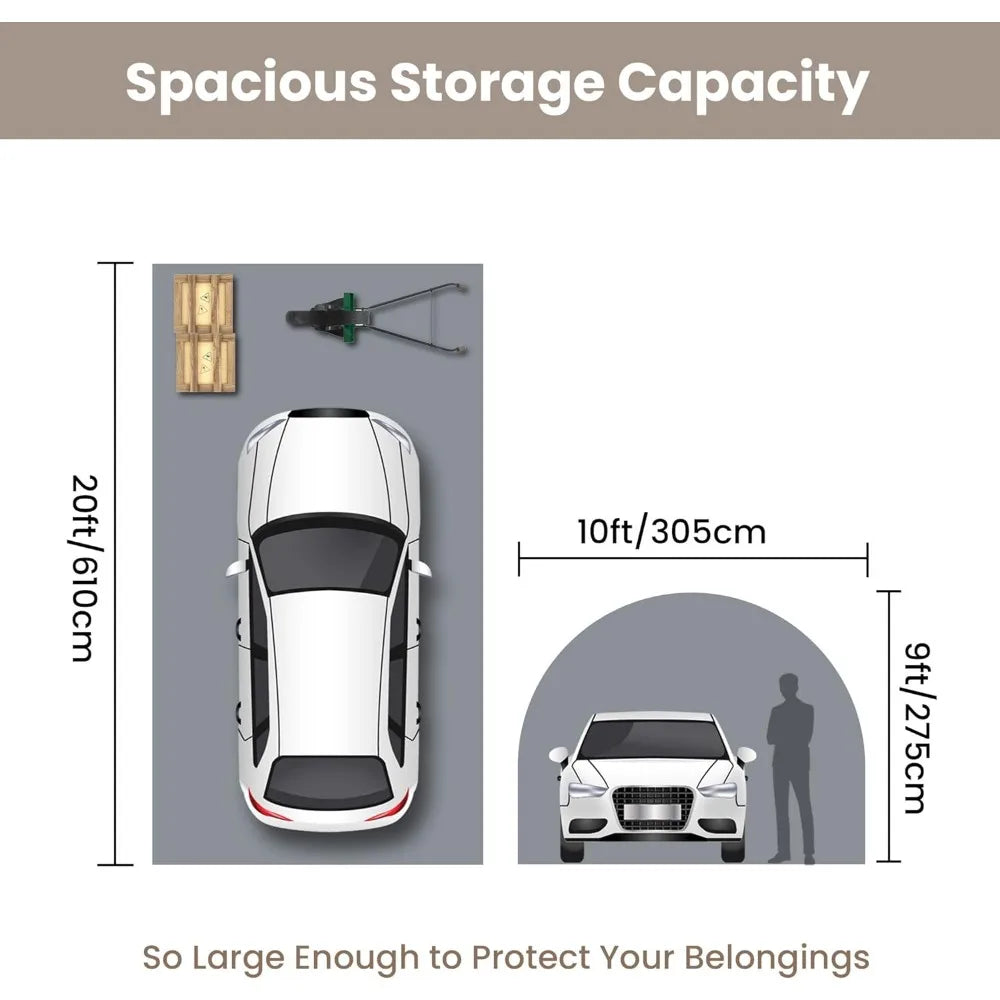 Carports, 10x20 FT Heavy Duty Car Canopy Garage, with All-Steel Metal Frame & Double Zipper Doors, Round Portable Outdoo