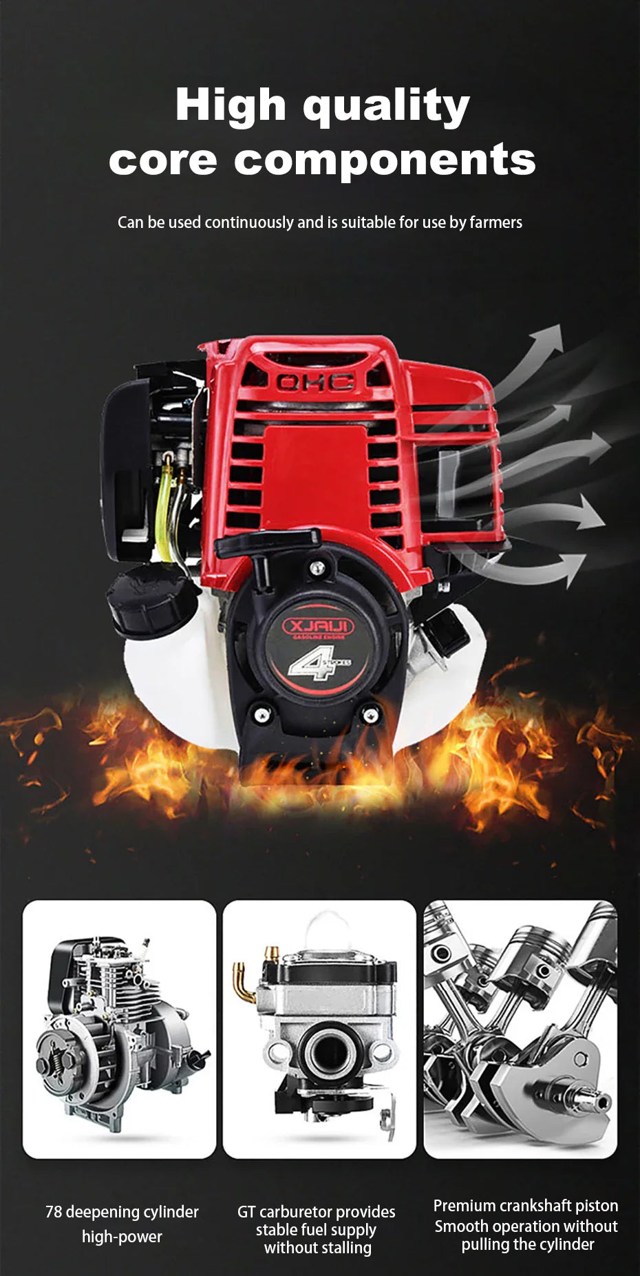 Single Cylinder  Four-Stroke Power Engine for Tiller Mower Lawnmower Brushcutter Water Pump Agricultural Machine