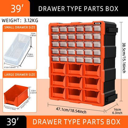 Stackable Parts Storage Box 18-60 Drawers, Clear
