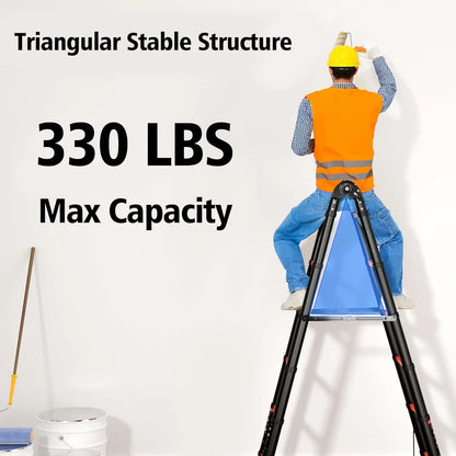 20.3 ft Telescoping A-Frame Ladder, 10-Step, 330 lbs