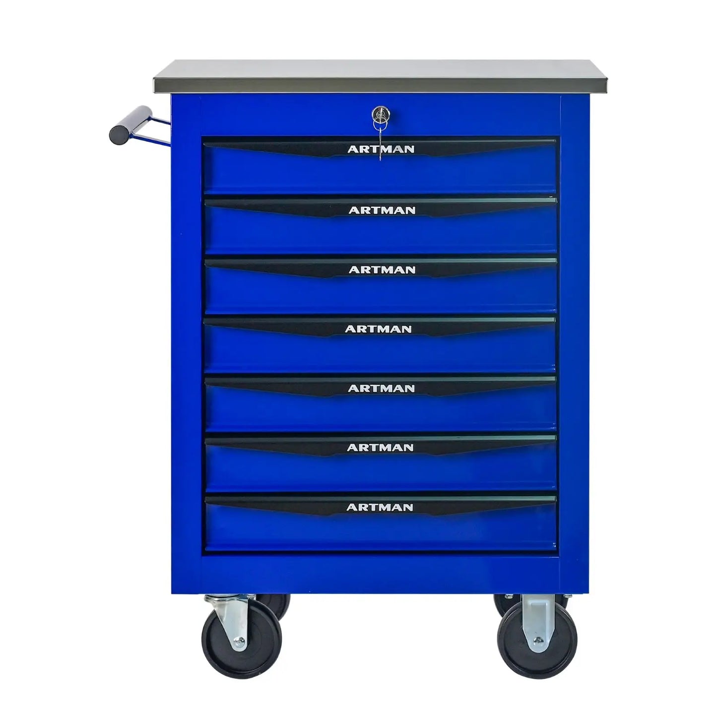 7-Drawer Rolling Tool Cabinet - Lockable Steel, Red